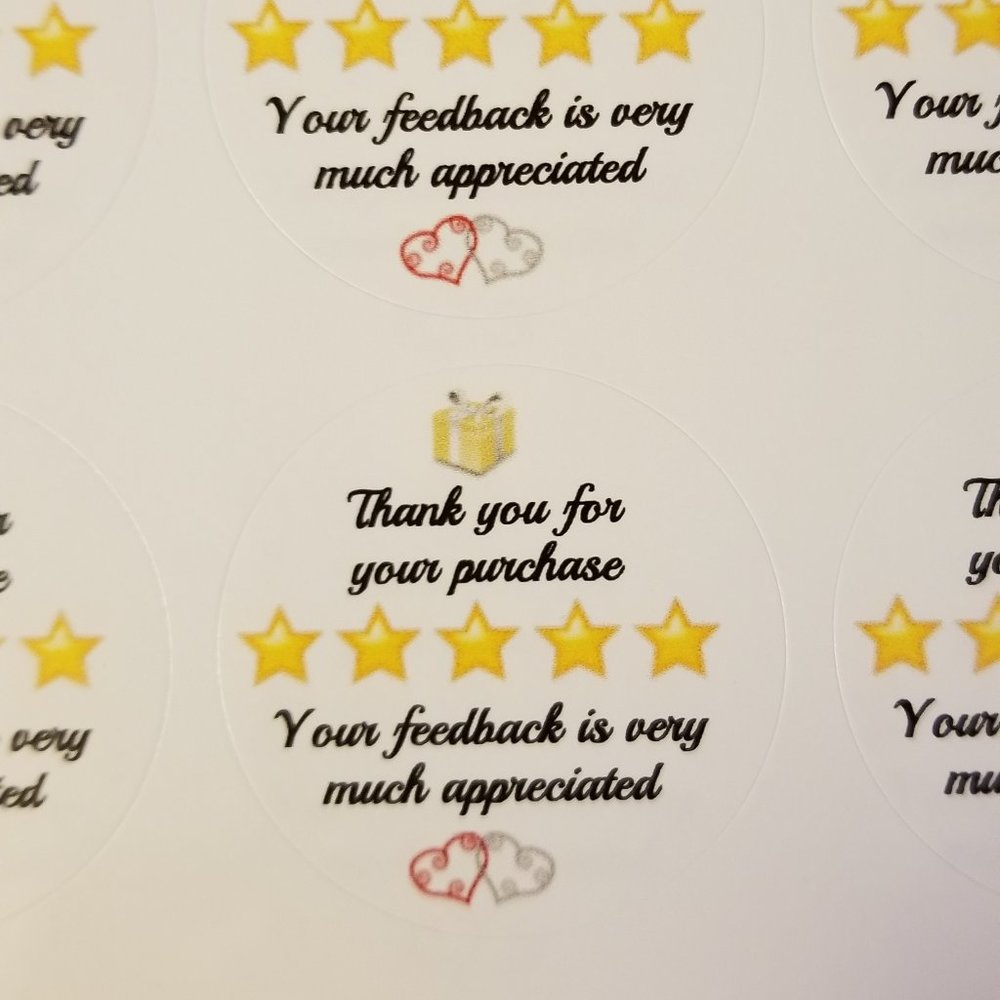 120 Labels 1.5" Round Gloss White Thx for Purchase